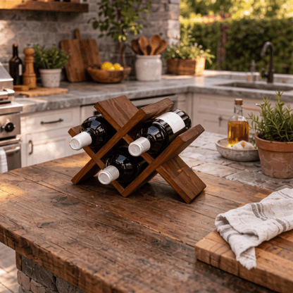 Wijnrek Hout – Duurzaam en Stijlvol Wijnrek voor Keuken, Eettafel of Open Plank