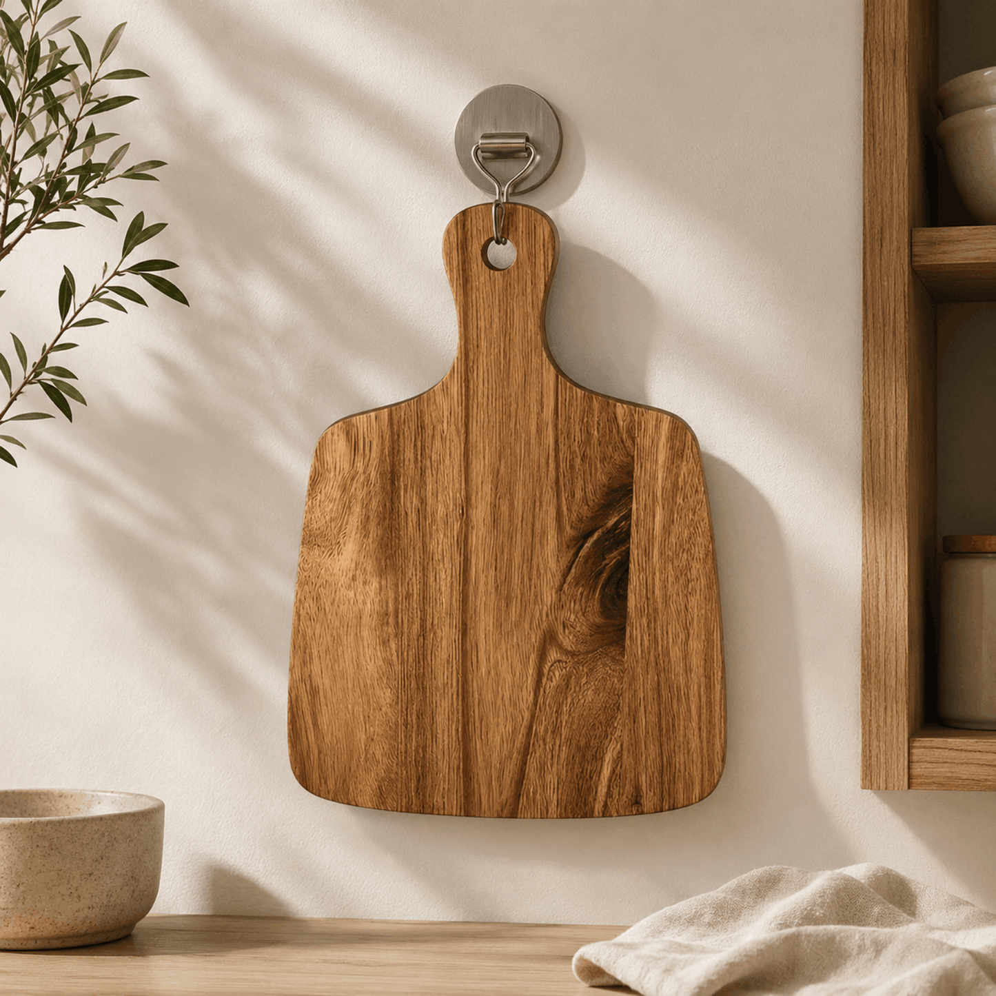 Snijplank Hout – Rustieke Snijplank met Handvat voor Keuken en Serveren